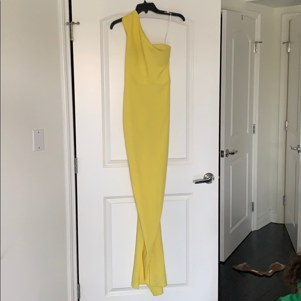 Yellow Aida evening gown dress one shoulder